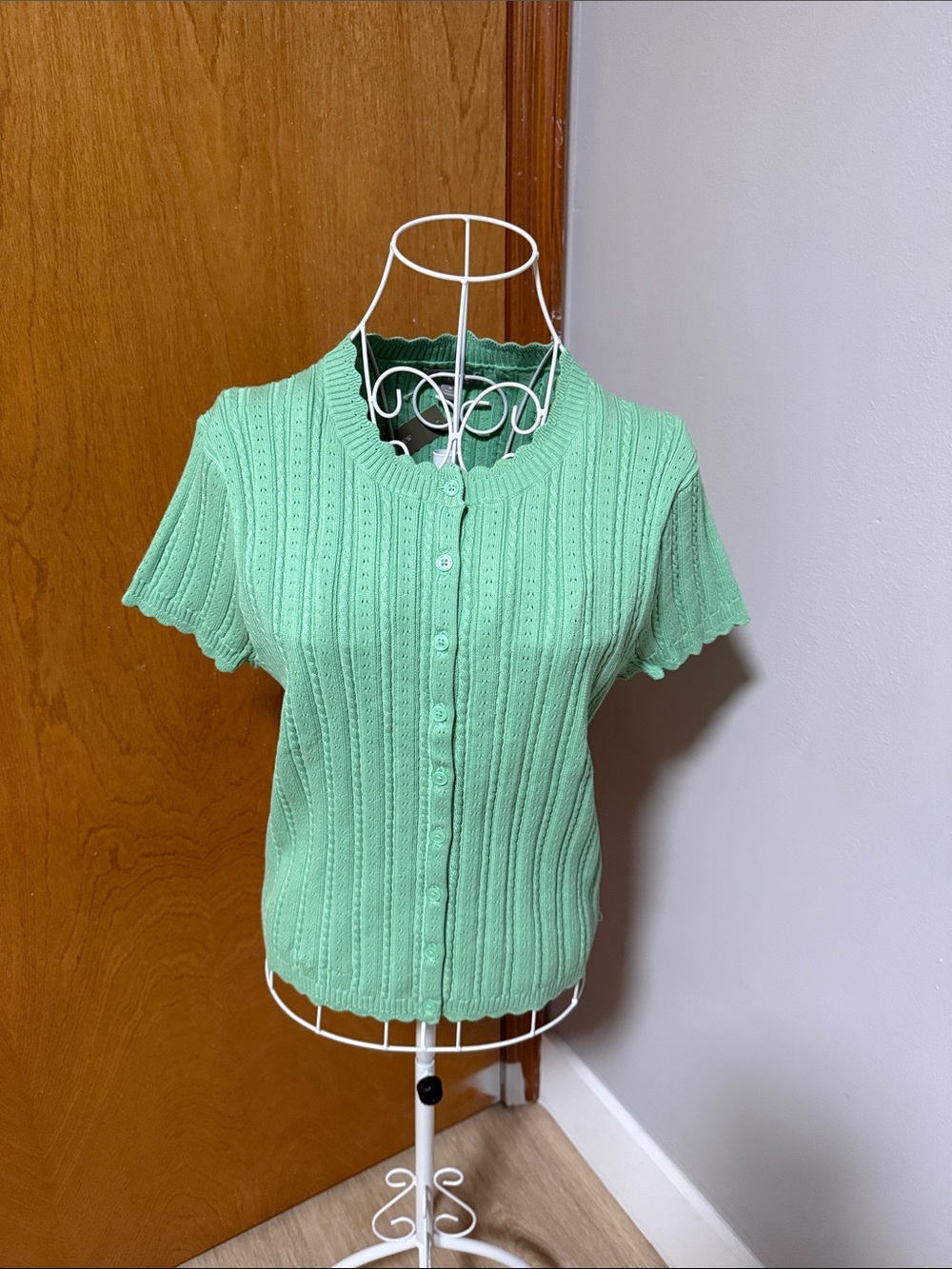 J. Crew Mint Green Short-Sleeve Button Cardigan